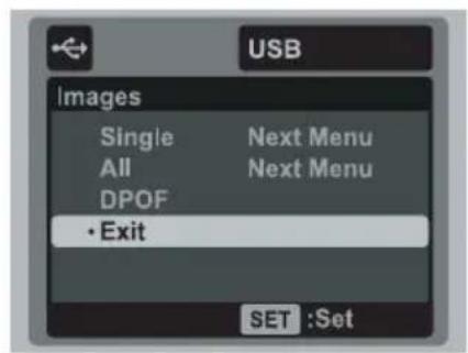 USB Images Single Next Menu All Next Menu DPOF • Exit SET :Set