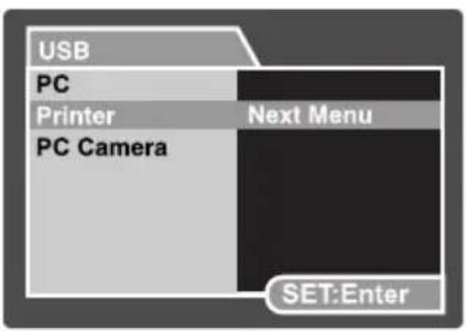 USB PC Printer Next Menu PC Camera SET:Enter