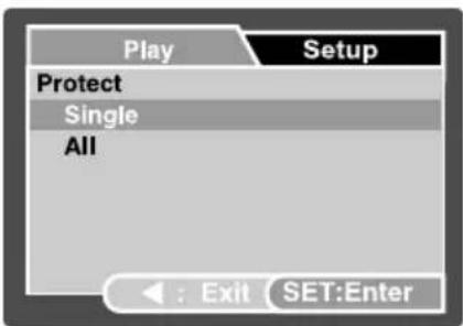 Play Setup Protect Single All : Exit SET:Enter