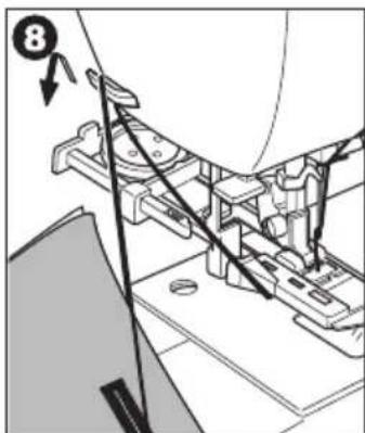 Technical diagram showing mechanical assembly with numbered component 8 and directional arrow