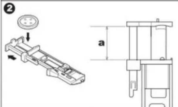 Technical diagram showing a mechanical assembly with labeled components and dimension 'a'