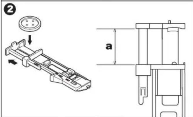 Technical diagram showing mechanical assembly with labeled parts and dimension 'a'