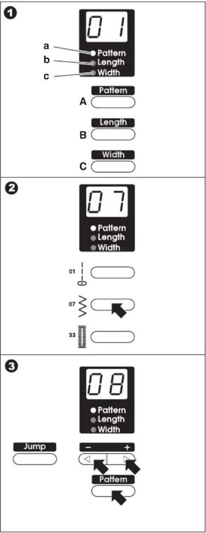 1 a b c Pattern Length Width Pattern A Length B Width C 2 07 Pattern Length Width 01 07 33 3 Jump 08 Pattern Length Width Pattern +