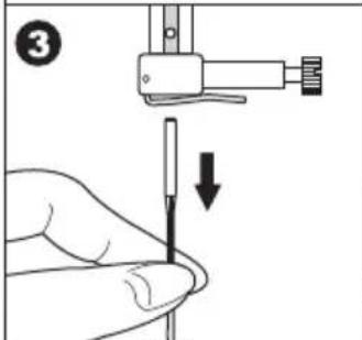 Diagram showing a hand using a screwdriver to adjust a screw, with a downward arrow indicating the process.