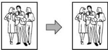 Diagram showing a group of people interacting before and after transformation, with an arrow indicating the process.