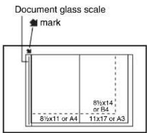 Document glass scale mark 8½x14 or B4 8½x11 or A4 11x17 or A3