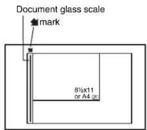 Document glass scale mark 8½x11 or A4
