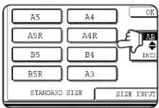 A5 A4 OK A5R A4R B5 B4 B5R A3 AB INCH STANDARD SIZE SIZE INPUT