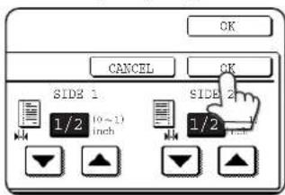 OK CANCEL CK SIDE 1 1/2 (0~1) inch SIDE 2 1/2