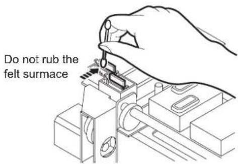 Do not rub the felt surface