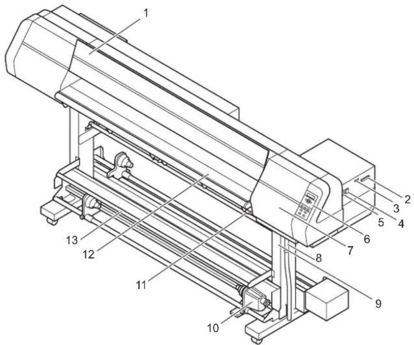 Technical diagram of a mechanical device with numbered components for identification
