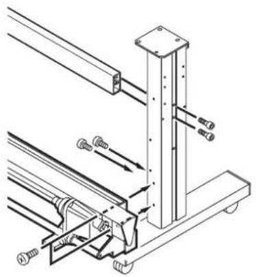 Technical diagram showing mechanical assembly with labeled parts and directional arrows indicating motion or force