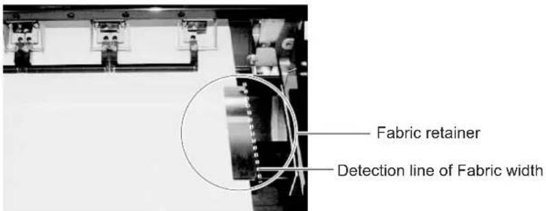 Fabric retainer Detection line of Fabric width