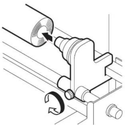 Mimaki Tx2-1600 - Insert the right-hand roll holder into the core of the roll fabric. - 1