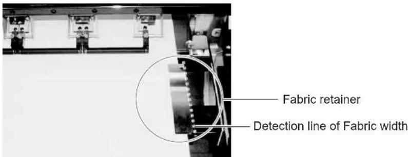 Fabric retainer Detection line of Fabric width