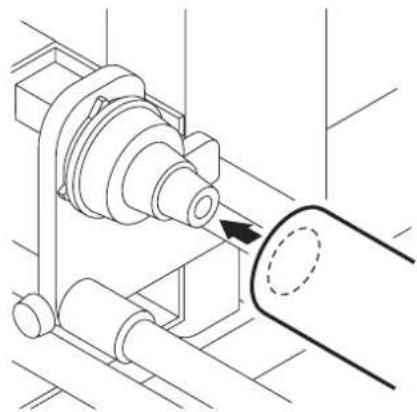 Mimaki Tx2-1600 - Insert the let-hand roll holder into the core of the roll fabric. - 1