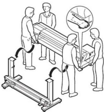 Mimaki Tx2-1600 - Place the main unit on the stands while exercising care not to allow hands to be caught between them. - 1