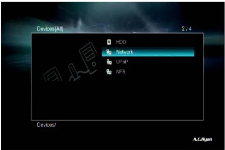 Devices(All) 2 / 4 HDD Network UPnP NFS Devices/ A.C.Ryan