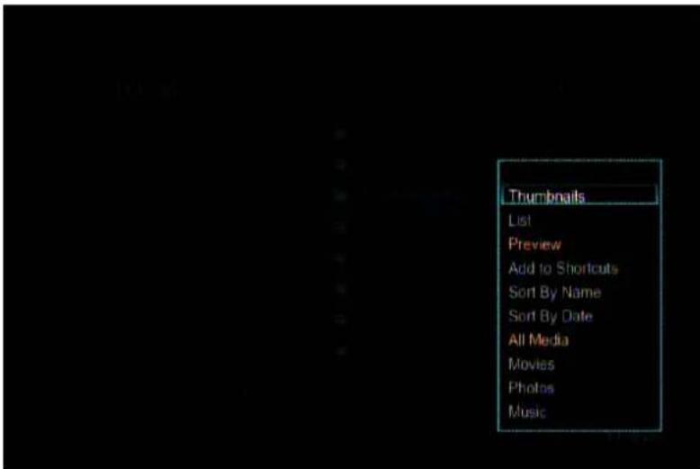Thumbnails List Preview Add to Shortcuts Sort By Name Sort By Date All Media Movies Photos Music