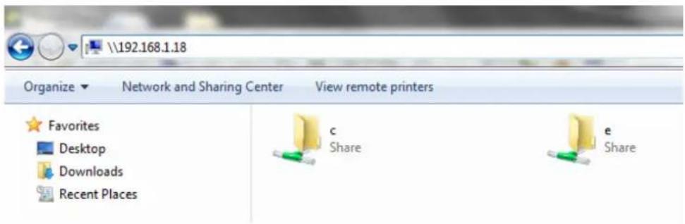 \192.168.1.18 Organize Network and Sharing Center View remote printers Favorites Desktop Downloads Recent Places c Share e Share