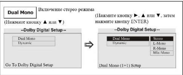 Farenheit DVT-657 - --Настройки режима Dolby Digital -- - 1