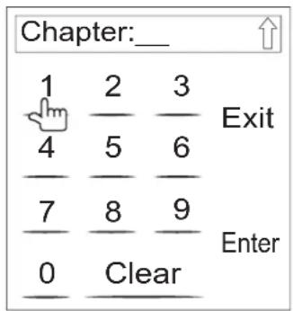 Chapter: _ 1 2 3 4 5 6 7 8 9 0 Clear Exit Enter