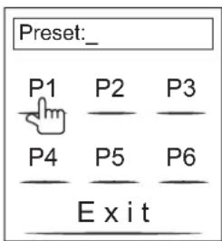 Preset:_ P1 P2 P3 P4 P5 P6 Exit