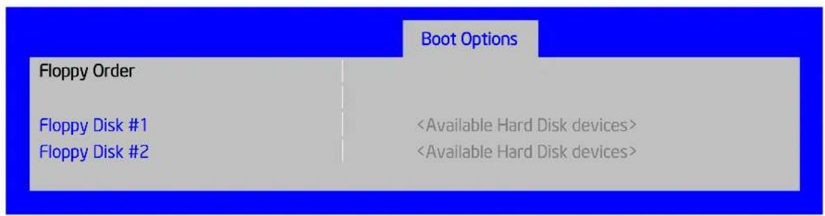 Boot Options Floppy Order Floppy Disk #1 Floppy Disk #2