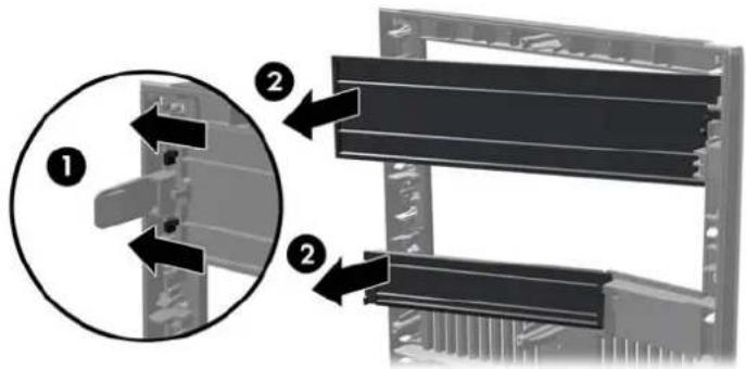 Technical diagram showing mechanical assembly with labeled components and directional arrows indicating movement or assembly.