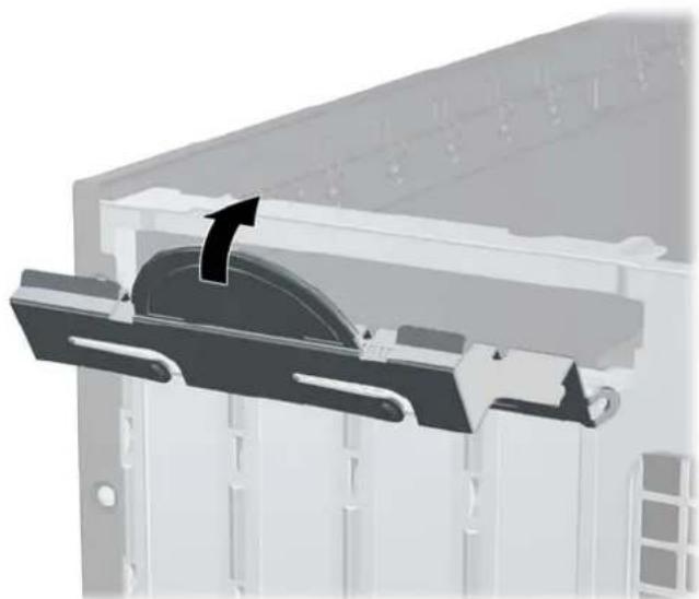3D rendering of a mechanical assembly with a black arrow indicating a component (no text or symbols visible)