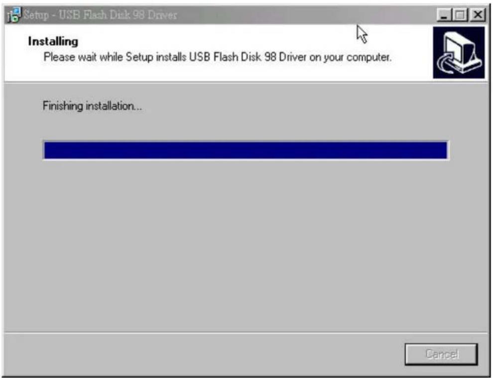 Setup - USB Flash Disk 98 Driver Installing Please wait while Setup installs USB Flash Disk 98 Driver on your computer. Finishing installation... Cancel