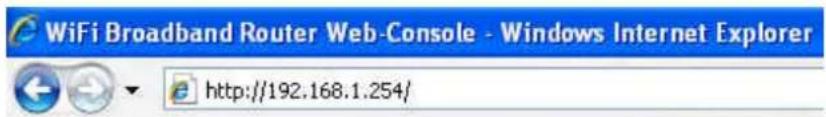 WiFi Broadband Router Web-Console - Windows Internet Explorer http://192.168.1.254/