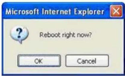 Microsoft Internet Explorer Reboot right now? OK Cancel
