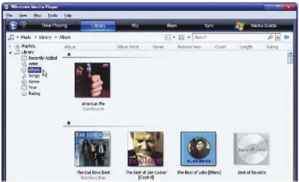 Windows Media Player File Users Play Tools Help Now Playing Library Rip Burn Sync Media Guide Music Library Album PlayBids Library Recently Added Artist Album Songs Genre Year Rating Album Album Artist Genre Release Year Count Length Rating A American Pie Don McLean BAD BOYS BEST Bad Boys's Blue The Bad Boys Best [Capitol] The Best of Joe Cocker [Robo] The Best of Lobo [Rhino] Best of Ravette