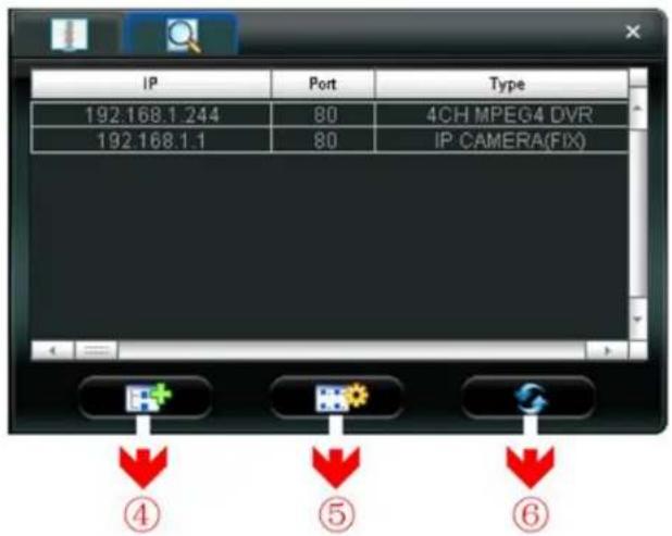 IP Port Type 192.168.1.244 80 4CH MPEG4 DVR 192.168.1.1 80 IP CAMERA(FIX) ④ ⑤ ⑥