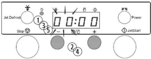 Jet Defrost Stop ① ③ ⑤ - ② ④ Power JetStart