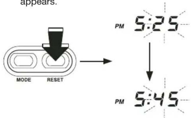 appears. MODE RESET PM 5:25 PM 5:45