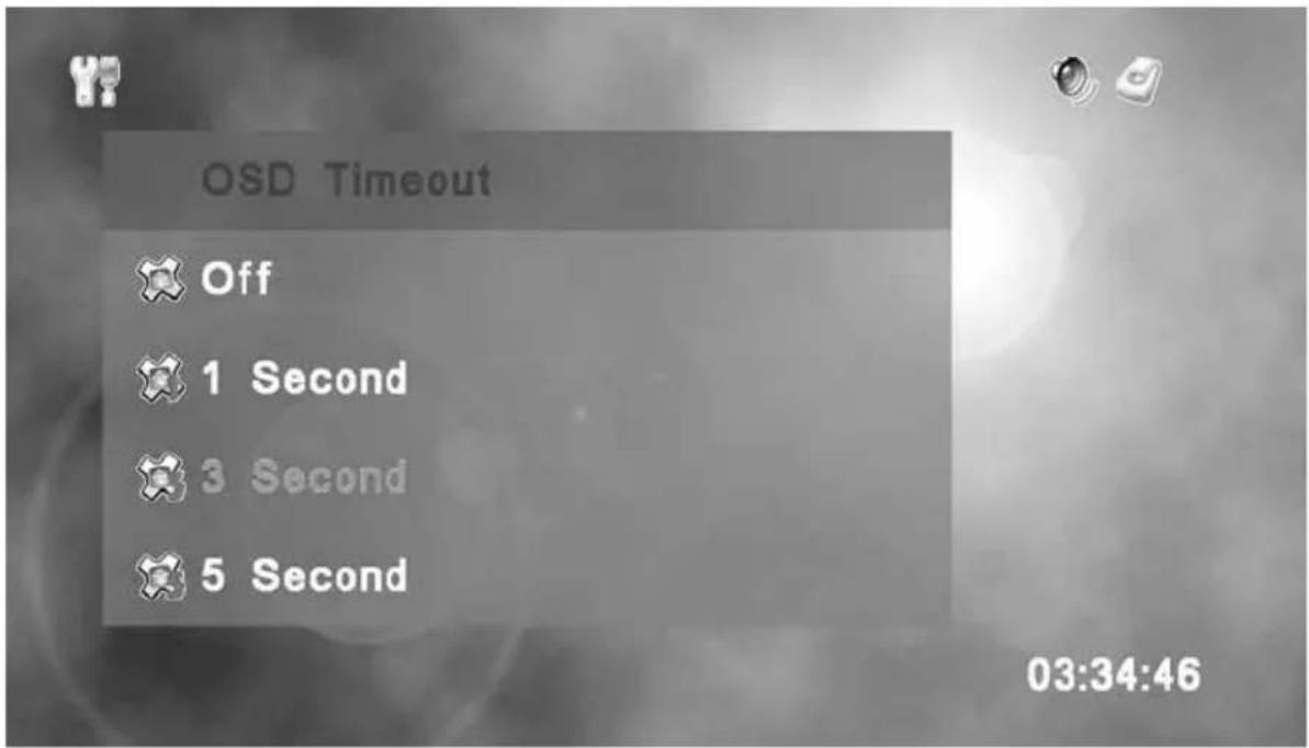 OSD Timeout Off 1 Second 3 Second 5 Second 03:34:46