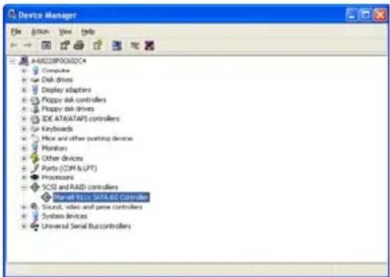 Device Manager File Action View Help A-68220F0G302C4 Computer Disk drives Display adapters Floppy disk controllers Floppy disk drives IDE ATA/ATAPS controllers Keyboards Mice and other porting devices Monetary Other devices Ports (COM & LPT) Processors SCSI and RAID controllers Serial SILIC SATA 8G Controller Sound, video and pane controllers System devices Universal Serial Buscontrollers