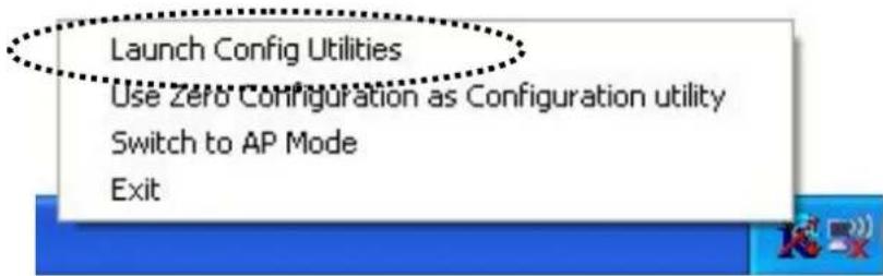Launch Config Utilities Use Zero Configuration as Configuration utility Switch to AP Mode Exit