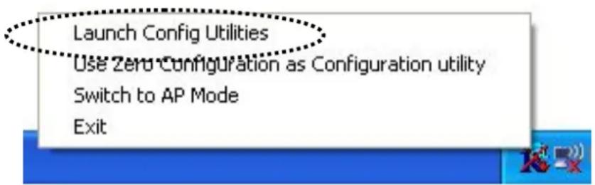 Launch Config Utilities Use Zero Configuration as Configuration utility Switch to AP Mode Exit