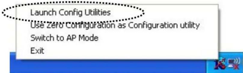 Launch Config Utilities Use Zero Configuration as Configuration utility Switch to AP Mode Exit