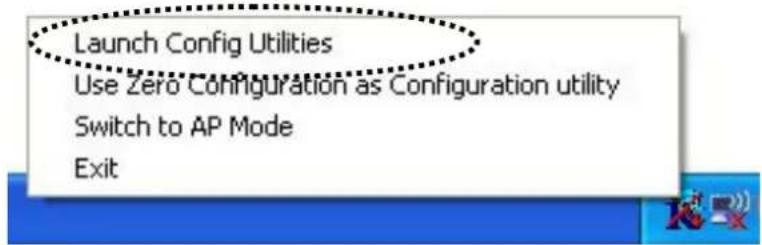 Launch Config Utilities Use Zero Configuration as Configuration utility Switch to AP Mode Exit