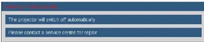 entry The projector will switch off automatically Please contact a service centre for repair