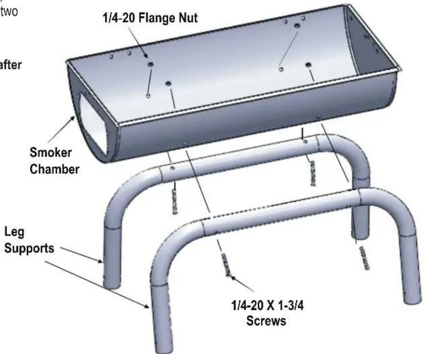 two after 1/4-20 Flange Nut Smoker Chamber Leg Supports 1/4-20 X 1-3/4 Screws