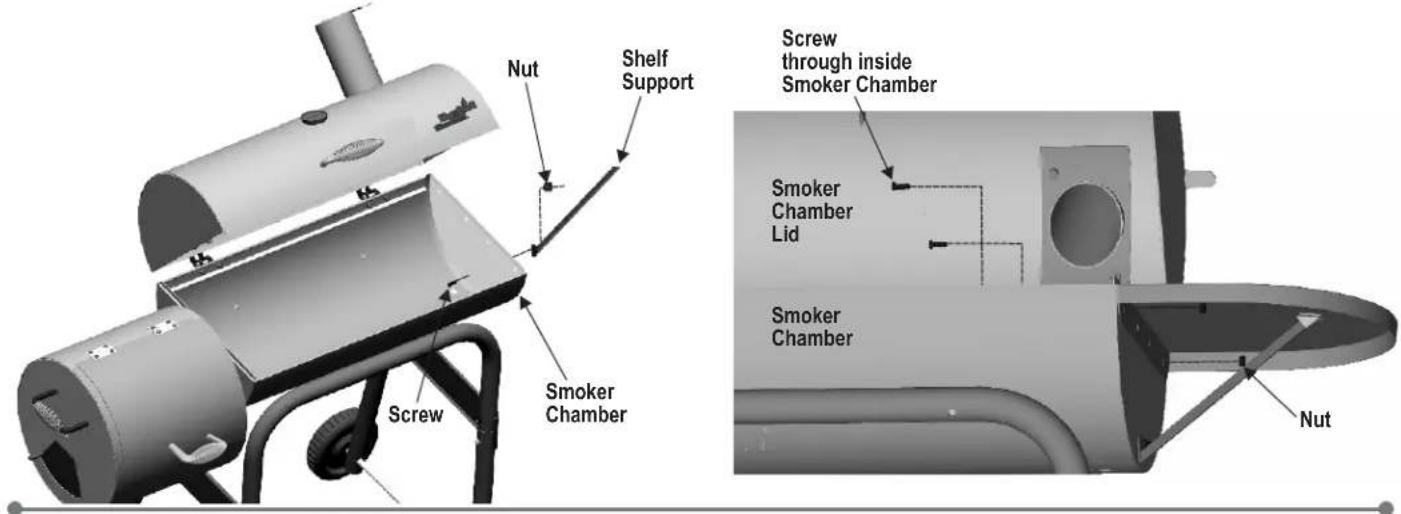 Nut Shelf Support Screw through inside Smoker Chamber Smoker Chamber Lid Smoker Chamber Screw Smoker Chamber Nut