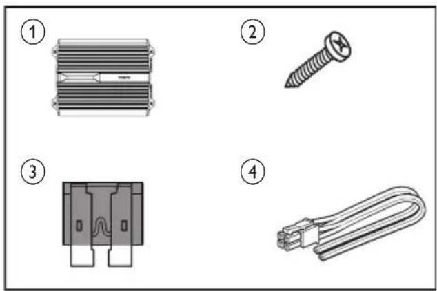 Diagram showing four labeled components of an electrical connector: thermal, screw, fuse, and plug.