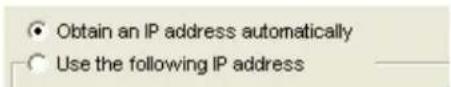 Obtain an IP address automatically Use the following IP address