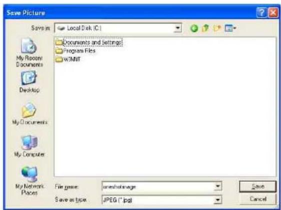Save Picture Says in: Local Disk (C:) Documents and Settings Program Files WJMT My Recent Documents Desktop My Documents My Computer My Network Places File genre: uneshotimage Save as type: JPEG (*.jpg) Save Cancel