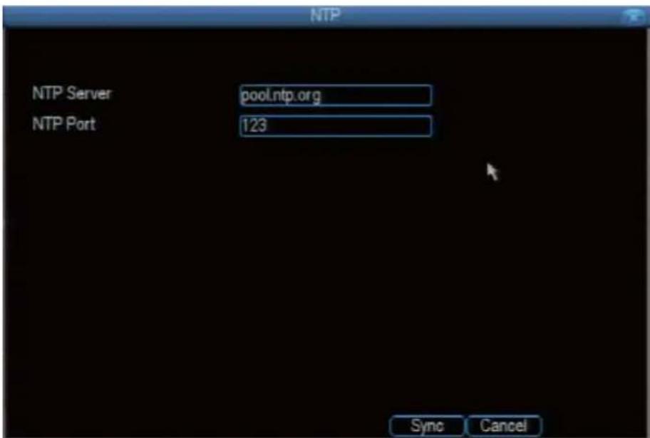 NTP NTP Server pool.ntp.org NTP Port 123 Sync Cancel
